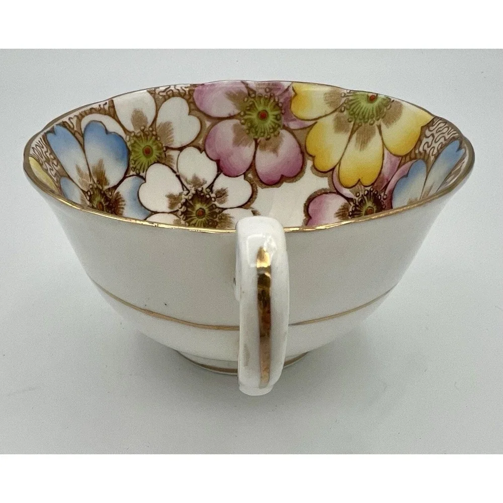 Victoria C and E Bone China England Teacup & Saucer Set  Annette Floral Flowers
